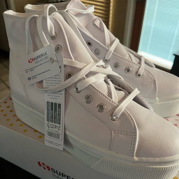 Superga Shoes - Women’s Size 10 US Superga leather white high top shoes